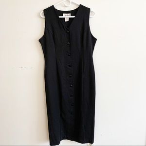 Worthington Vintage Button Front Midi Dress Black